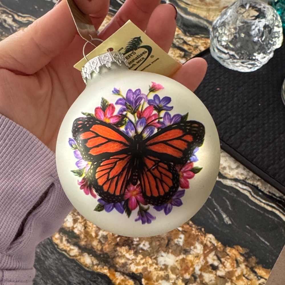 Floral Butterfly Religious Ornament
